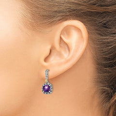 QTC1560 Shey Couture Sterling Silver with 14K Accent Antiqued Cushion Amethyst Post Dangle Earrings