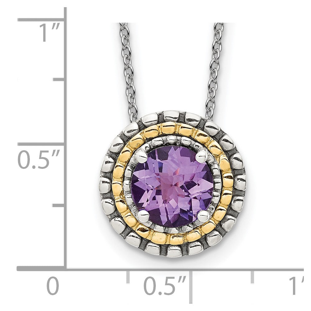 Shey Couture Sterling Silver with 14K Accent 18 Inch Antiqued Round Amethyst Necklace QTC1570