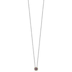 Shey Couture Sterling Silver with 14K Accent 18 Inch Antiqued Cushion Amethyst Necklace QTC1574