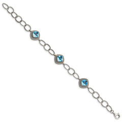 Shey Couture Sterling Silver with 14K Accent 7.5 Inch Antiqued Cushion Light Swiss Blue Topaz Bracelet QTC1603