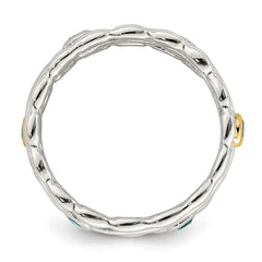 Shey Couture Sterling Silver Rhodium-plated with 14K Accent Light Swiss Blue Topaz Ring