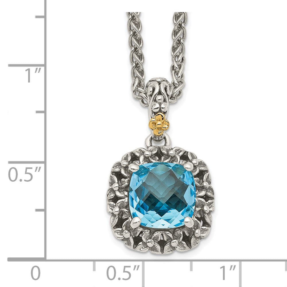 Shey Couture Sterling Silver with 14K Accent 18 Inch Antiqued Blue Topaz Necklace QTC1609