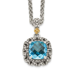 Shey Couture Sterling Silver with 14K Accent 18 Inch Antiqued Blue Topaz Necklace QTC1609