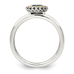 Shey Couture Sterling Silver with 14K Accent Antiqued Round Blue Topaz Ring