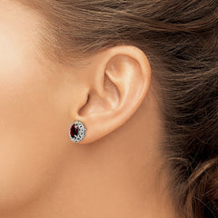 QTC1637 Shey Couture Sterling Silver with 14K Accent Antiqued Oval Garnet Post Earrings
