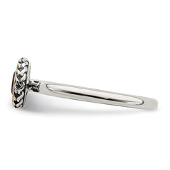 Shey Couture Sterling Silver with 14K Accent Antiqued Round Bezel Garnet Ring