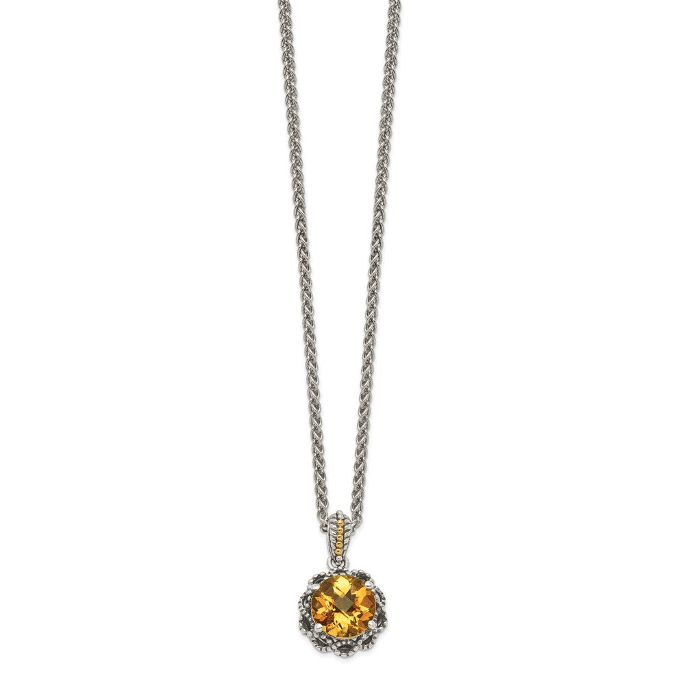 Shey Couture Sterling Silver with 14K Accent 18 Inch Antiqued Round Citrine Necklace QTC1648