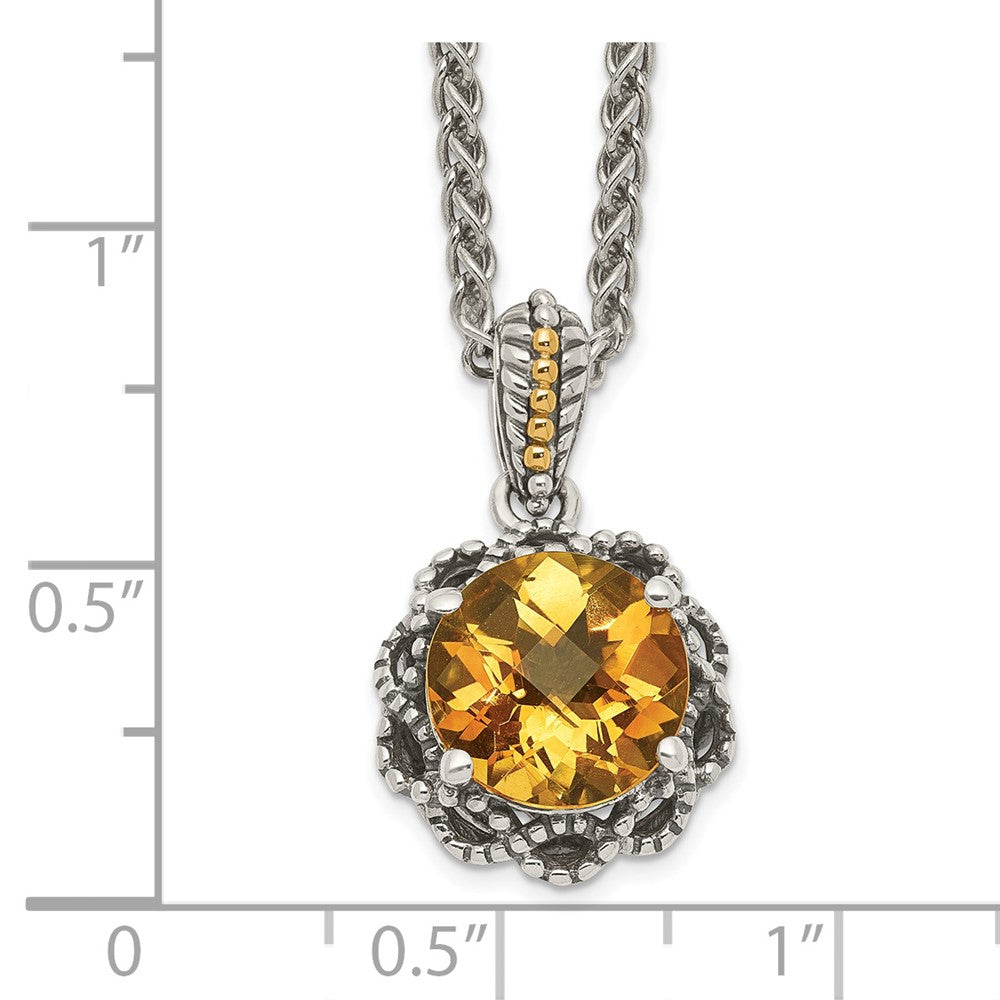 Shey Couture Sterling Silver with 14K Accent 18 Inch Antiqued Round Citrine Necklace QTC1648