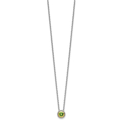 Shey Couture Sterling Silver with 14K Accent 18 Inch Antiqued Round Bezel Peridot Necklace QTC1658