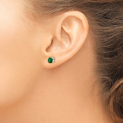 QTC1722 Shey Couture Sterling Silver Rhodium-plated with 14k Accent Created Emerald Square Stud Earrings