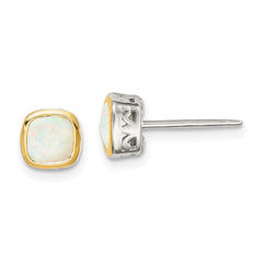 QTC1727 Shey Couture Sterling Silver Rhodium-plated with 14k Accent Milky Opal Square Stud Earrings