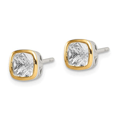 QTC1729 Shey Couture Sterling Silver Rhodium-plated with 14k Accent White Topaz Square Stud Earrings