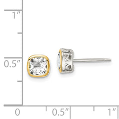 QTC1729 Shey Couture Sterling Silver Rhodium-plated with 14k Accent White Topaz Square Stud Earrings