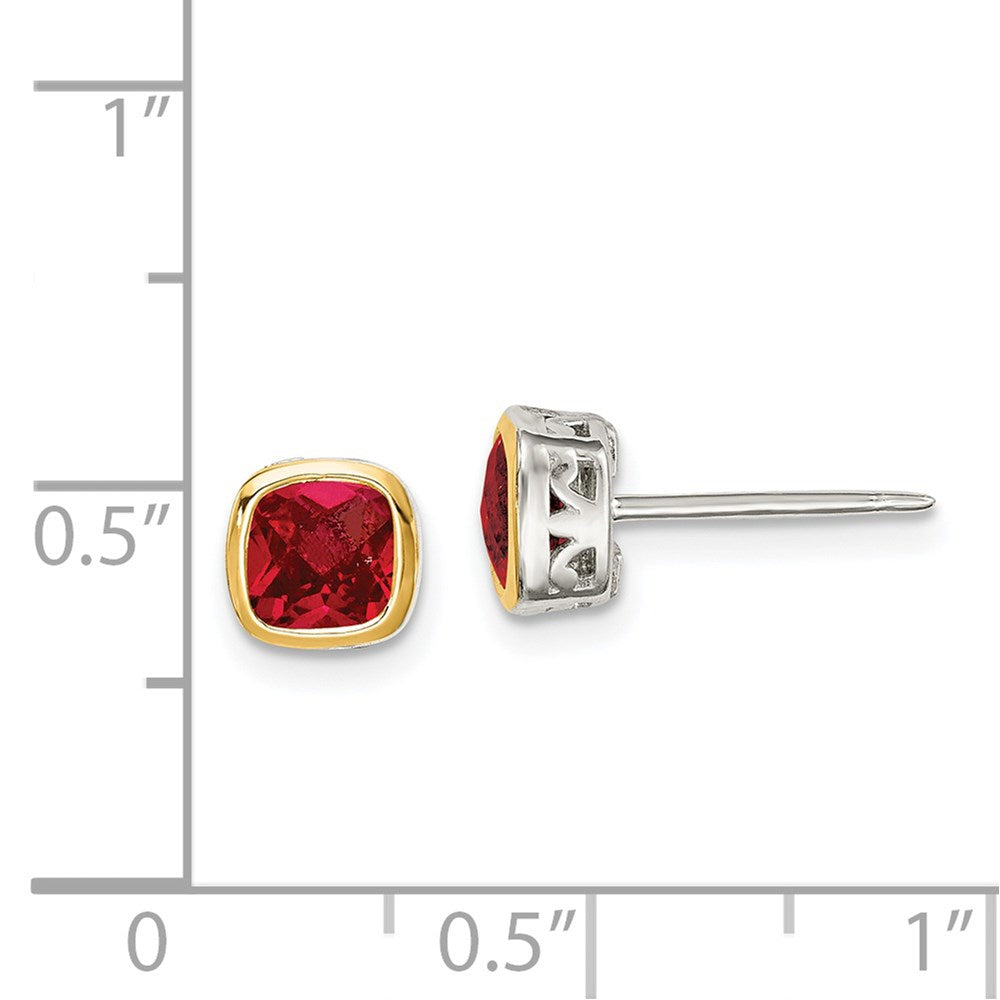 QTC1730 Shey Couture Sterling Silver Rhodium-plated with 14k Accent Created Ruby Square Stud Earrings