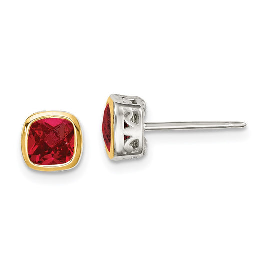 QTC1730 Shey Couture Sterling Silver Rhodium-plated with 14k Accent Created Ruby Square Stud Earrings