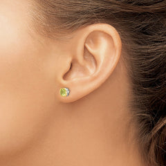 QTC1731 Shey Couture Sterling Silver Rhodium-plated with 14k Accent Peridot Square Stud Earrings