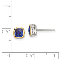QTC1732 Shey Couture Sterling Silver Rhodium-plated with 14k Accent Created Sapphire Square Stud Earrings