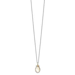 Shey Couture Sterling Silver with 14K Accent 18 Inch Floral Oval Mother Of Pearl Necklace QTC1745