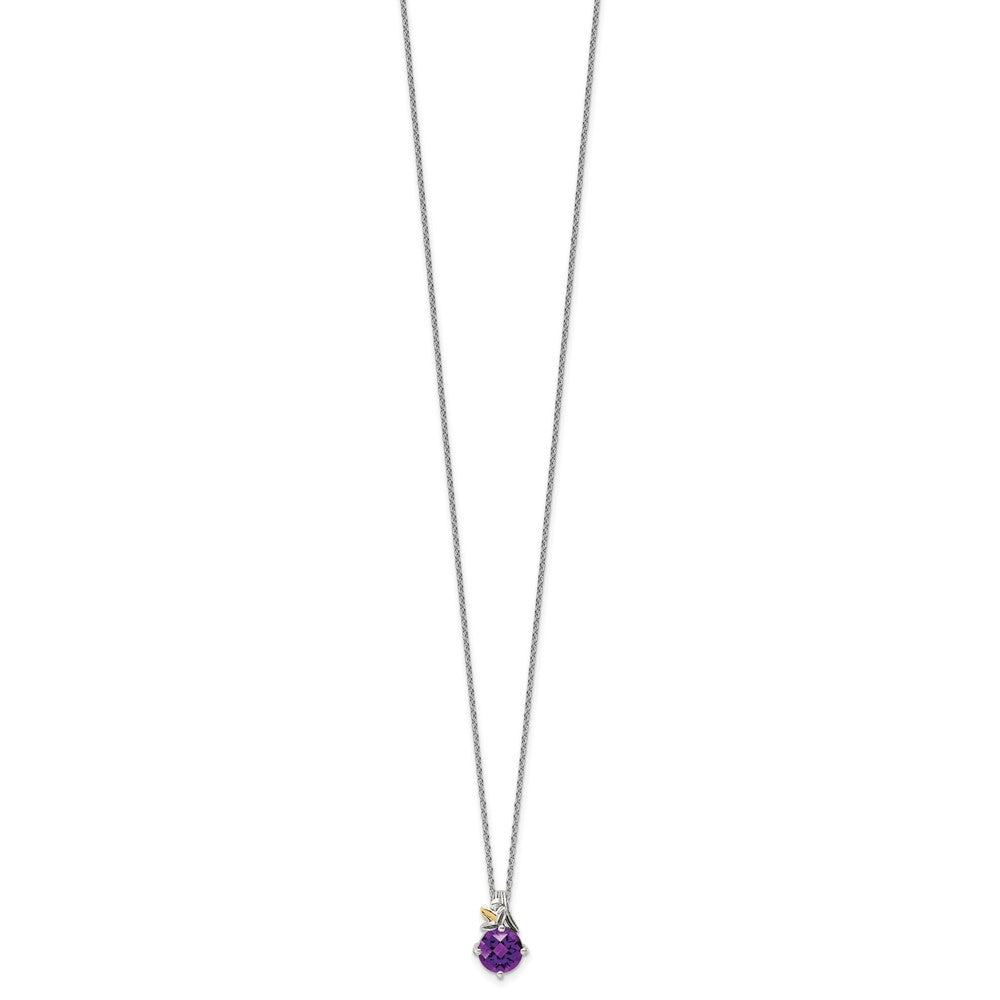 Shey Couture Sterling Silver with 14K Accent 18 Inch Round Amethyst Necklace with 2 Inch Extender QTC1747