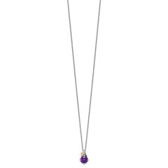 Shey Couture Sterling Silver with 14K Accent 18 Inch Round Amethyst Necklace with 2 Inch Extender QTC1747