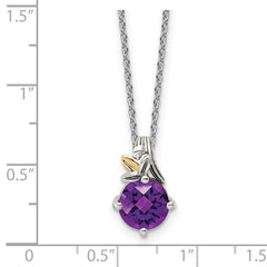 Shey Couture Sterling Silver with 14K Accent 18 Inch Round Amethyst Necklace with 2 Inch Extender QTC1747