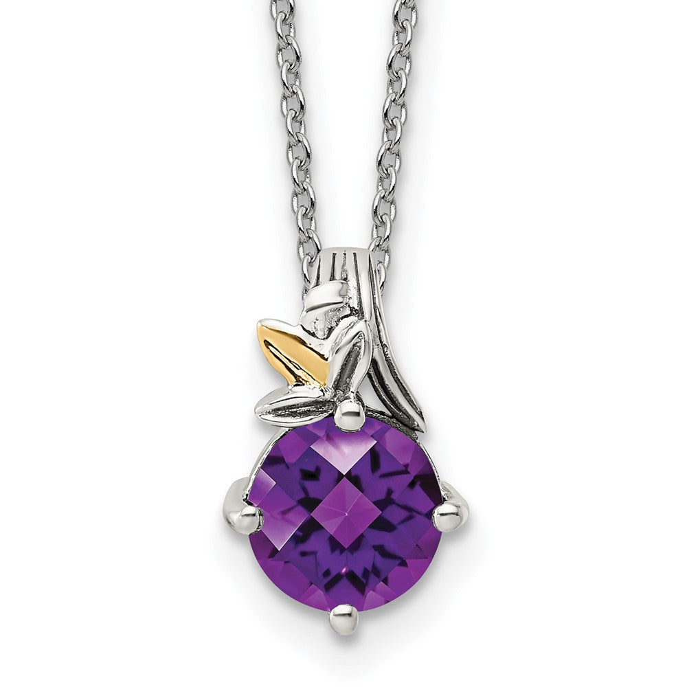 Shey Couture Sterling Silver with 14K Accent 18 Inch Round Amethyst Necklace with 2 Inch Extender QTC1747