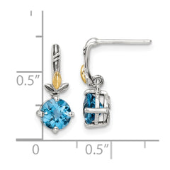 QTC1758 Shey Couture Sterling Silver with 14K Accent Antiqued Round Light Swiss Blue Topaz Post Earrings