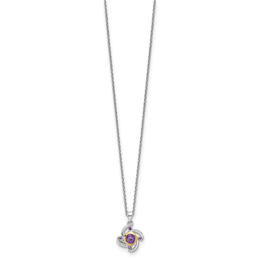 Shey Couture Sterling Silver Rhodium-plated with 14K Accent .55Amethyst and .06Pink Quartz 18 inch Necklace QTC1784