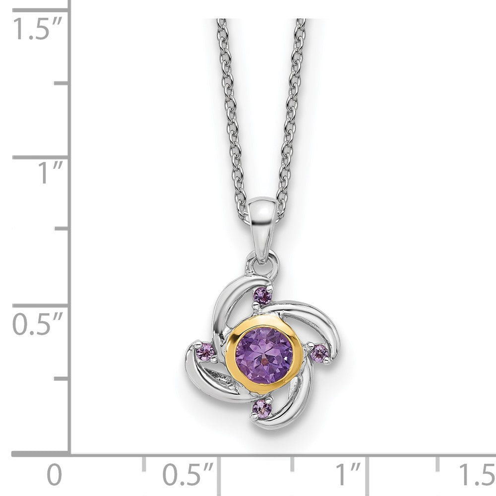 Shey Couture Sterling Silver Rhodium-plated with 14K Accent .55Amethyst and .06Pink Quartz 18 inch Necklace QTC1784
