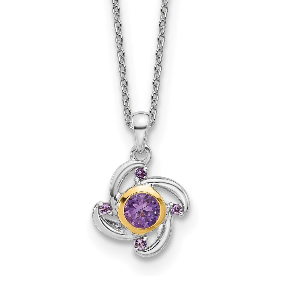 Shey Couture Sterling Silver Rhodium-plated with 14K Accent .55Amethyst and .06Pink Quartz 18 inch Necklace QTC1784
