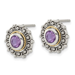 QTC1786 Shey Couture Sterling Silver with 14k Accent Antiqued Amethyst Post Earrings