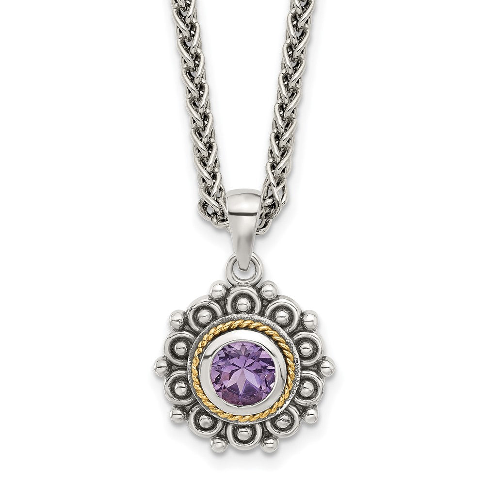 Shey Couture Sterling Silver with 14k Accent Antiqued Amethyst 18 inch Necklace QTC1788