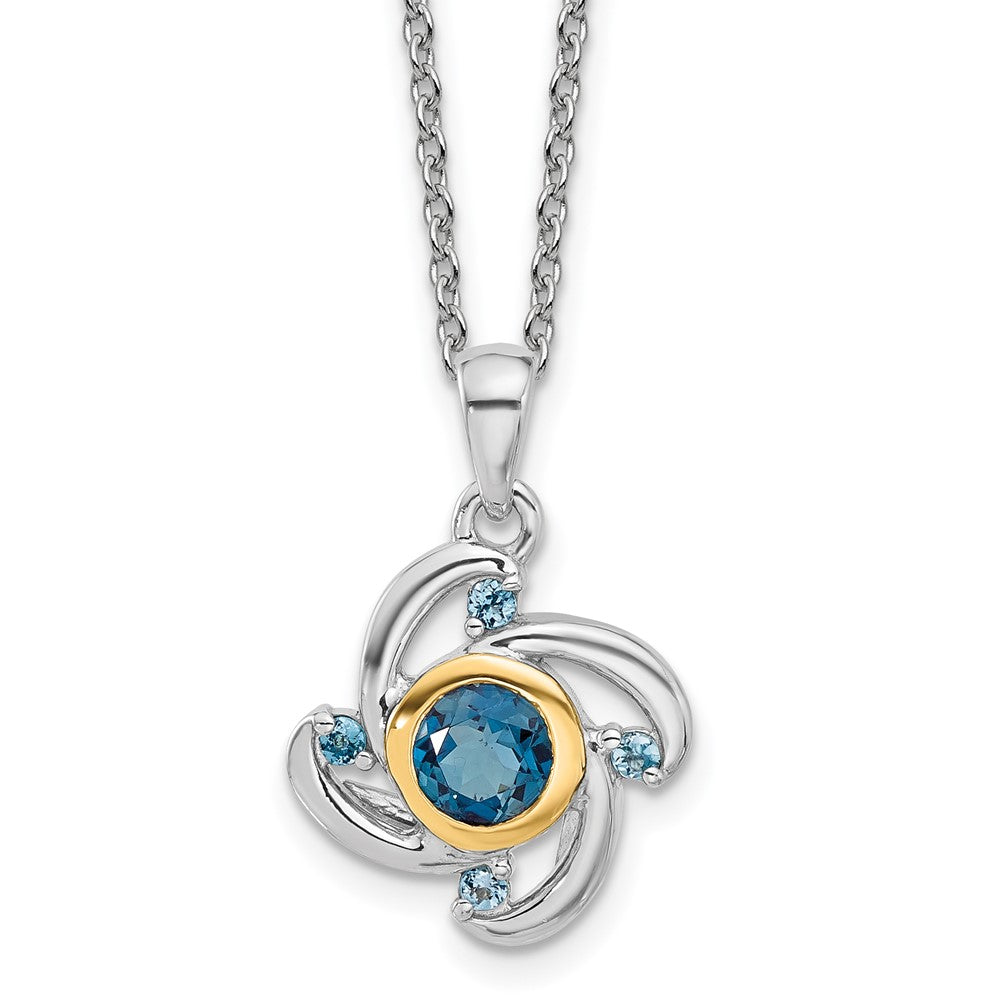 Shey Couture Sterling Silver Rhodium-plated with 14K Accent .51London Blue Topaz / .08Swiss Blue Topaz 18 inch Necklace QTC1796