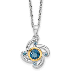 Shey Couture Sterling Silver Rhodium-plated with 14K Accent .51London Blue Topaz / .08Swiss Blue Topaz 18 inch Necklace QTC1796