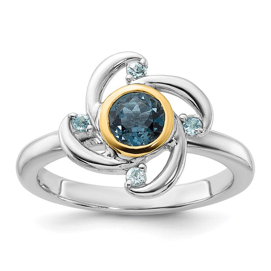 Shey Couture Sterling Silver Rhodium-plated with 14k Accent .69 London Blue Topaz / .08 Swiss Blue Topaz Ring
