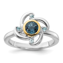 Shey Couture Sterling Silver Rhodium-plated with 14k Accent .69 London Blue Topaz / .08 Swiss Blue Topaz Ring