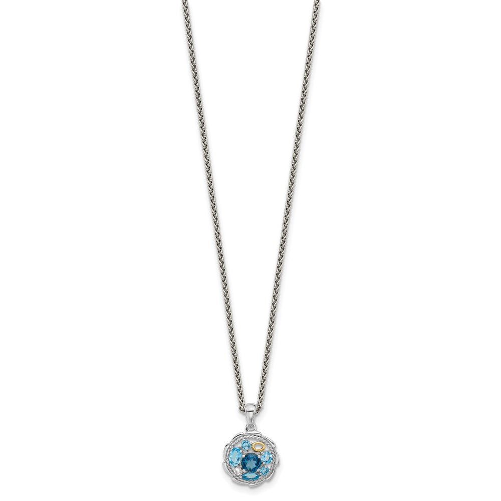 Shey Couture Sterling Silver Rhodium-plated with 14k Accent 1.36 Swiss Blue Topaz/1.05 London Blue Topaz/.09 White Topaz 18 inch Necklace QTC1800