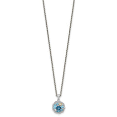 Shey Couture Sterling Silver Rhodium-plated with 14k Accent 1.36 Swiss Blue Topaz/1.05 London Blue Topaz/.09 White Topaz 18 inch Necklace QTC1800