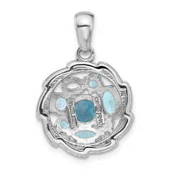 Shey Couture Sterling Silver Rhodium-plated with 14k Accent 1.36 Swiss Blue Topaz/1.05 London Blue Topaz/.09 White Topaz 18 inch Necklace QTC1800