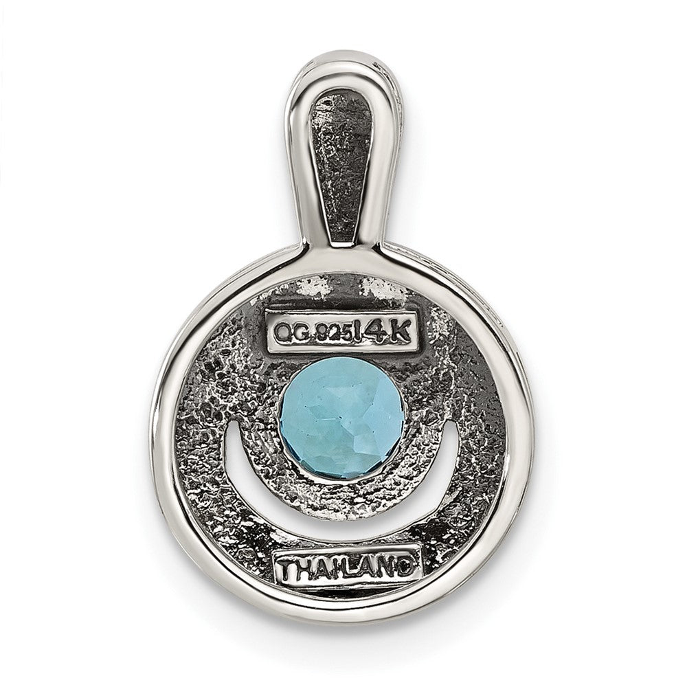 Shey Couture Sterling Silver Antiqued with 14k Accent Light Swiss Blue Topaz 18 inch Necklace QTC1802