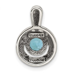 Shey Couture Sterling Silver Antiqued with 14k Accent Light Swiss Blue Topaz 18 inch Necklace QTC1802