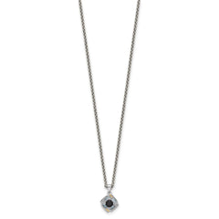 Shey Couture Sterling Silver Rhodium-plated with 14k Accent .49 Onyx and .16 Swiss Blue Topaz 18 inch Necklace QTC1804