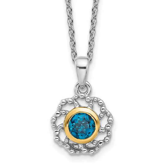 Shey Couture Sterling Silver Rhodium-plated with 14k Accent London Blue Topaz 18 inch Necklace QTC1810
