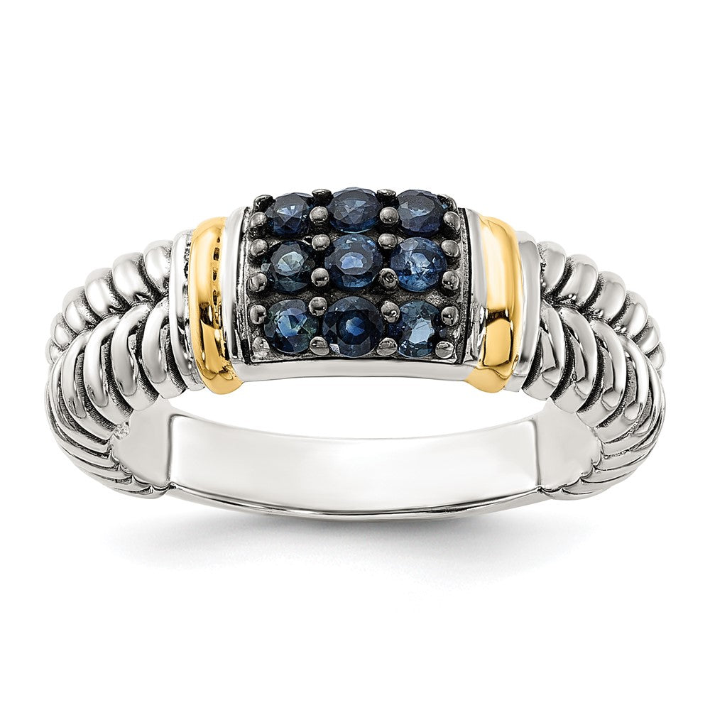 Shey Couture Sterling Silver with 14k Accent Black Rhodium Antiqued Sapphire Ring