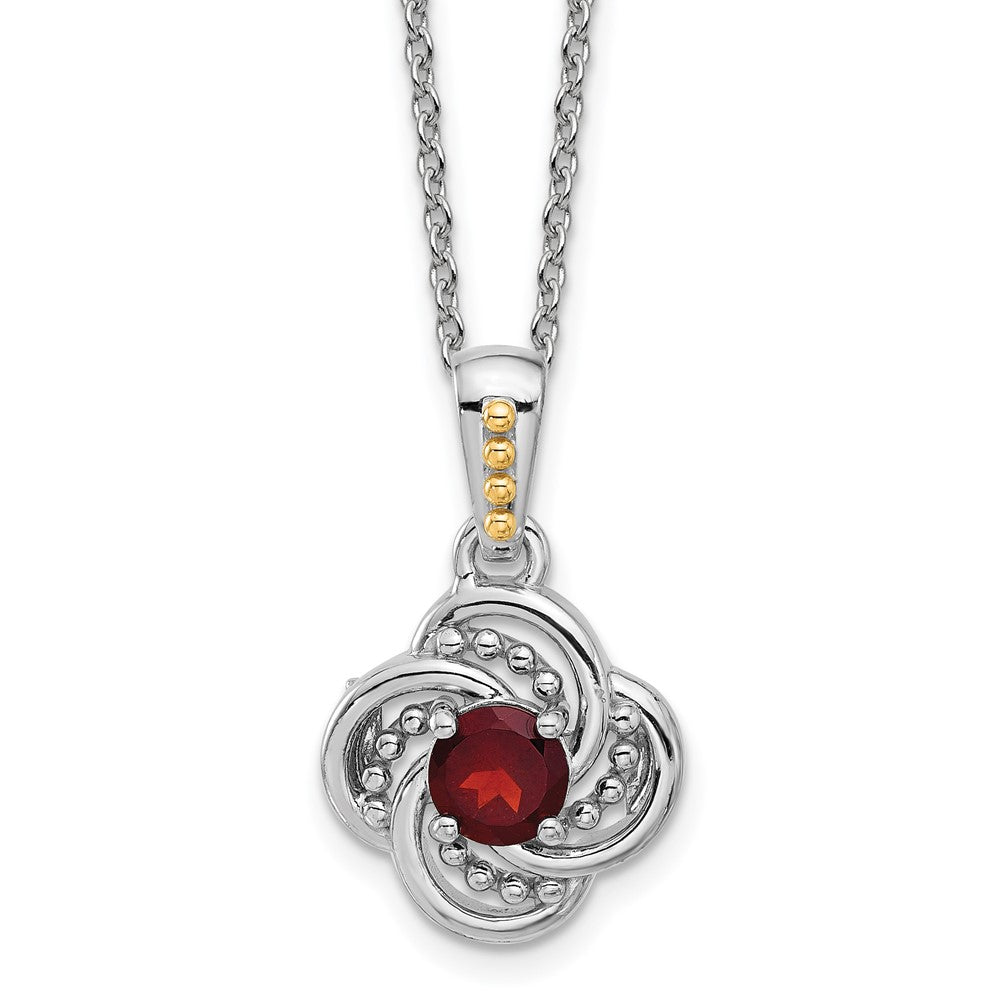 Shey Couture Sterling Silver Rhodium-plated with 14k Accent Garnet 18 inch Necklace QTC1821