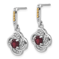 QTC1822 Shey Couture Sterling Silver Rhodium-plated with 14k Accent Garnet Dangle Post Earrings