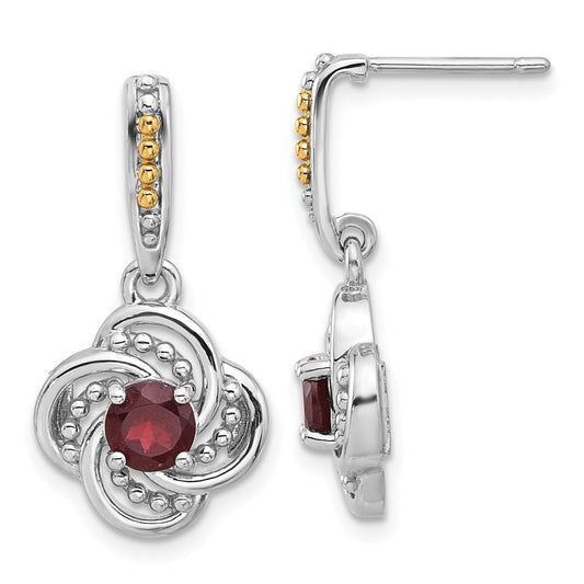 QTC1822 Shey Couture Sterling Silver Rhodium-plated with 14k Accent Garnet Dangle Post Earrings