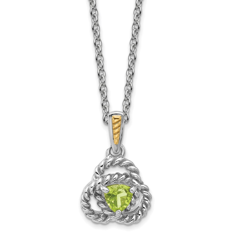 Shey Couture Sterling Silver Rhodium-plated with 14k Accent Peridot 18 inch Necklace QTC1824