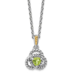 Shey Couture Sterling Silver Rhodium-plated with 14k Accent Peridot 18 inch Necklace QTC1824