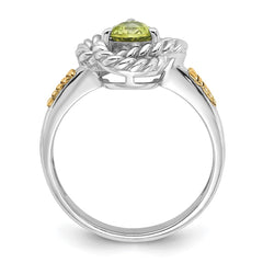 Shey Couture Sterling Silver Rhodium-plated with 14k Accent Peridot Ring